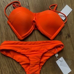 MIKOH bright orange bikini